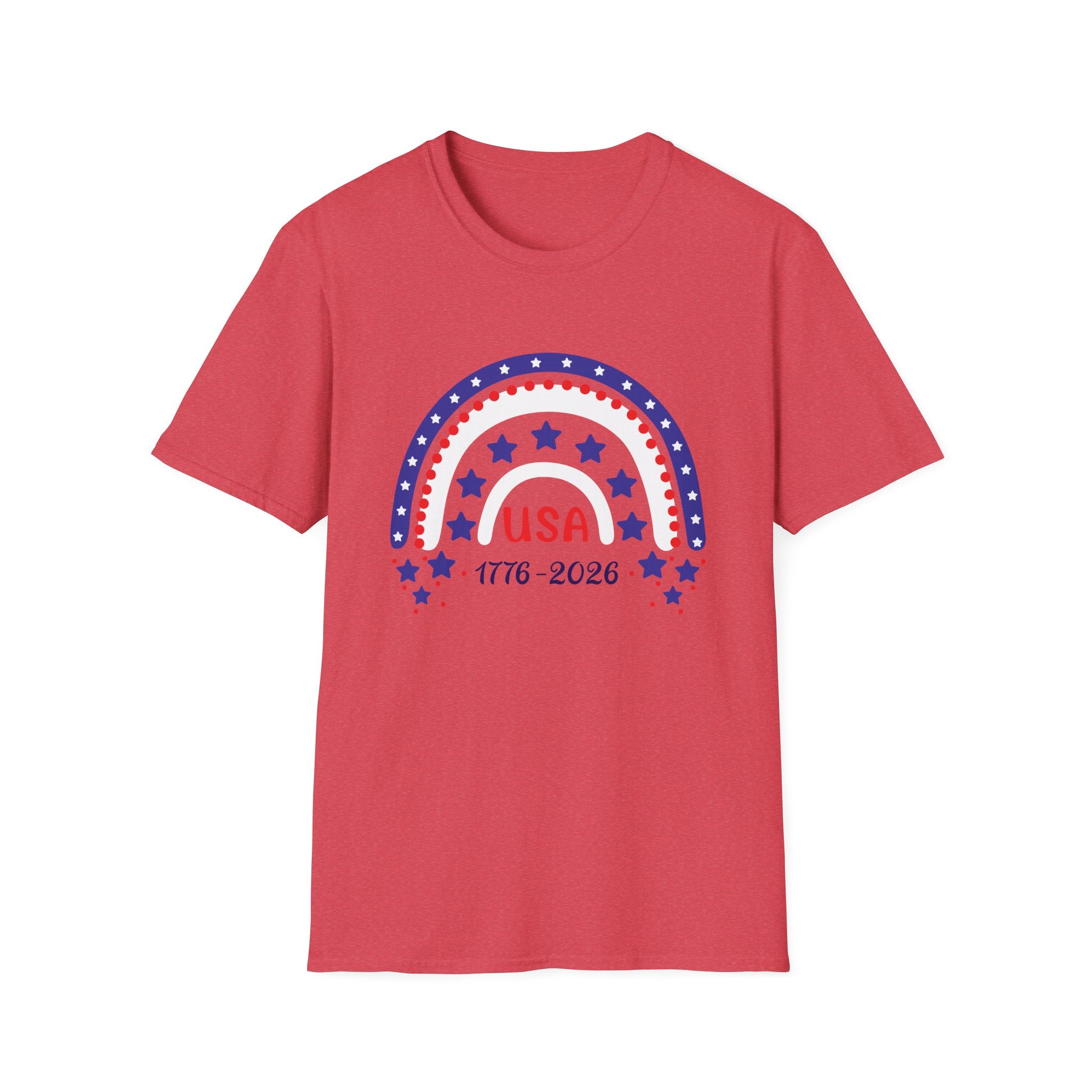 USA 1776–2026 Patriotic Rainbow Tee, American Anniversary Shirt, Red White Blue Graphic Top, USA Pride Outfit