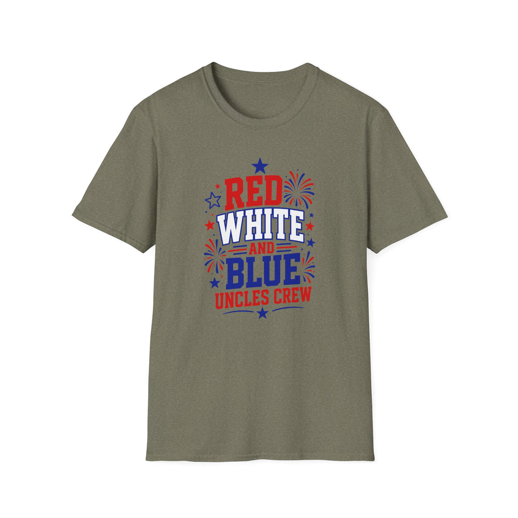 Patriotic Uncles Crew Graphic Tee - 4th of July Red White and Blue Uncle Fireworks cle T-Shirt