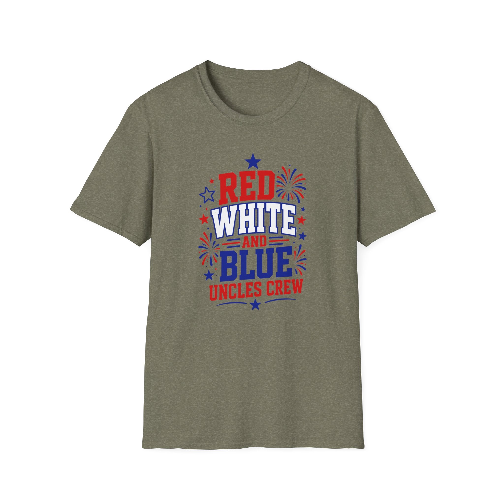 Patriotic Uncles Crew Graphic Tee - 4th of July Red White and Blue Uncle Fireworks cle T-Shirt