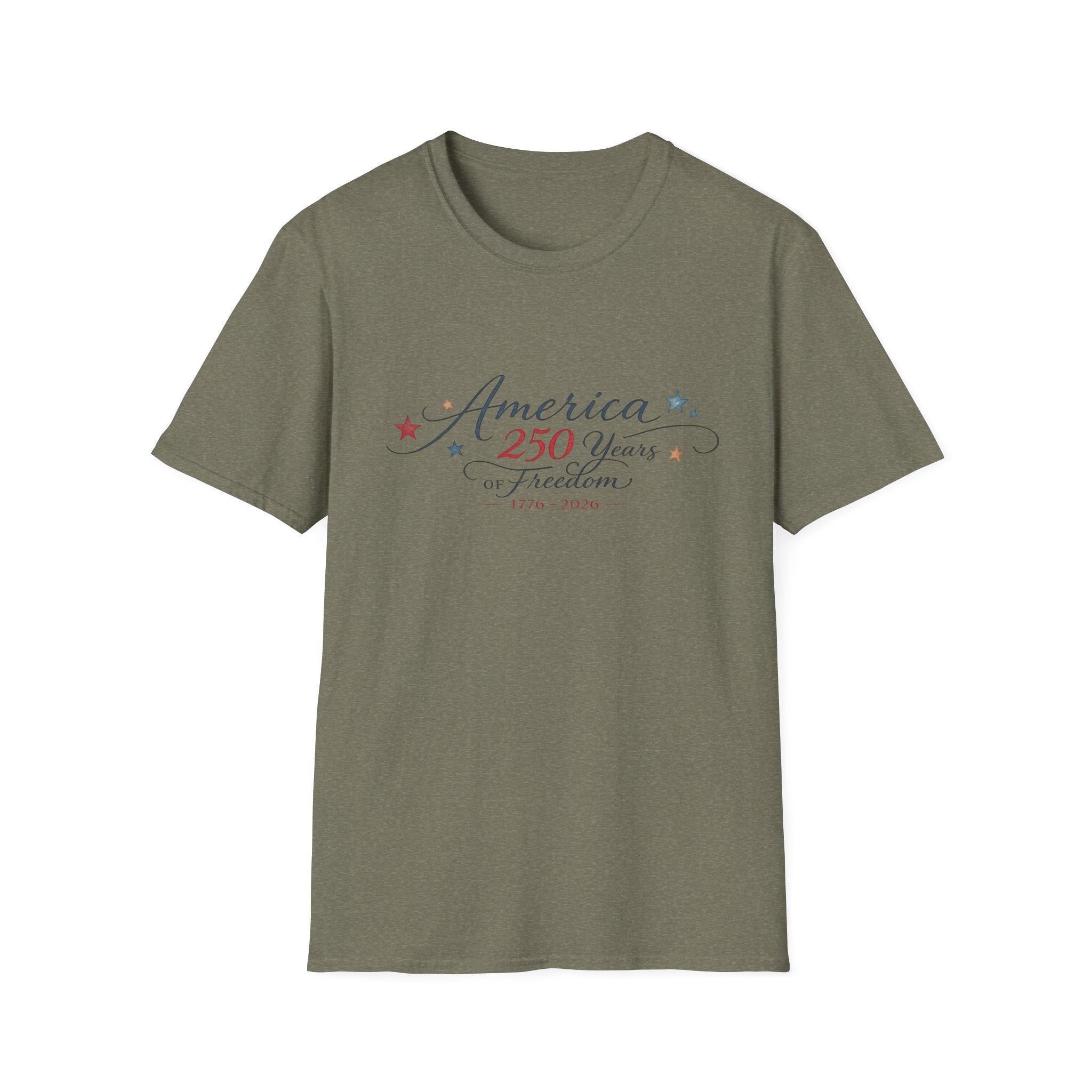 America 250 Years of Freedom Calligraphy Shirt, Elegant Script Patriotic Tee 1776 2026, Sophisticated Anniversary 4th of July T-Shirt, Patriotic