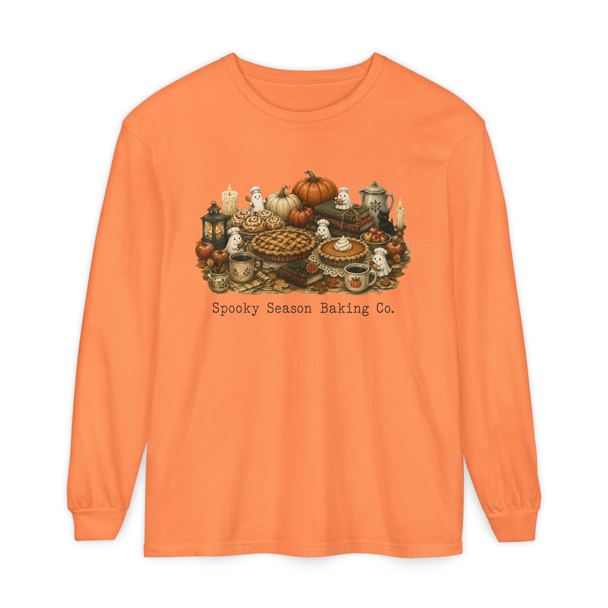 Spooky Season Autumn Baking Crew Cozy Fall Long Sleeve T-Shirt