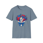 Patriotic Book Bouquet T-Shirt | Fourth Of July Librarian Graphic Tee, Red Blue Reader Ribbon Top