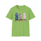 Patriotic Popsicle T-Shirt, Watercolor 4th of July Ice Cream Bow Tee, Cute Summer America Popsicle Shirt, Stars Stripes Coquette Bow Treat Gift Women