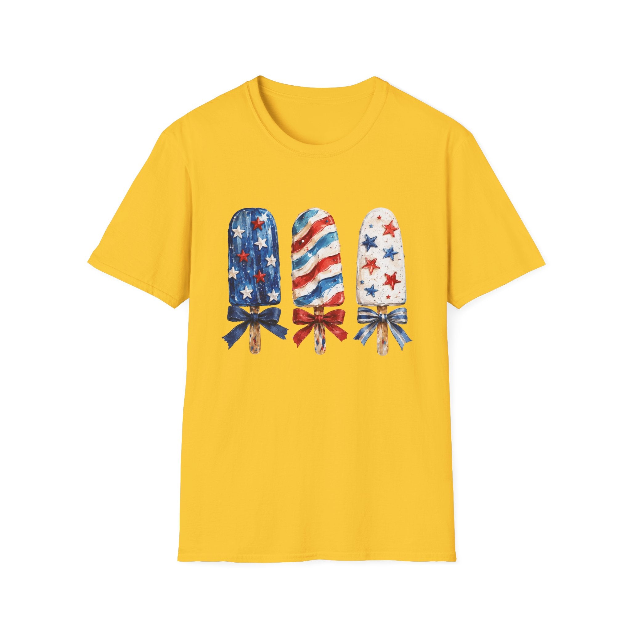 Patriotic Popsicle T-Shirt | Fourth Of July Watercolor Ice Pop Graphic Tee, Coquette Bow Summer Holiday Top