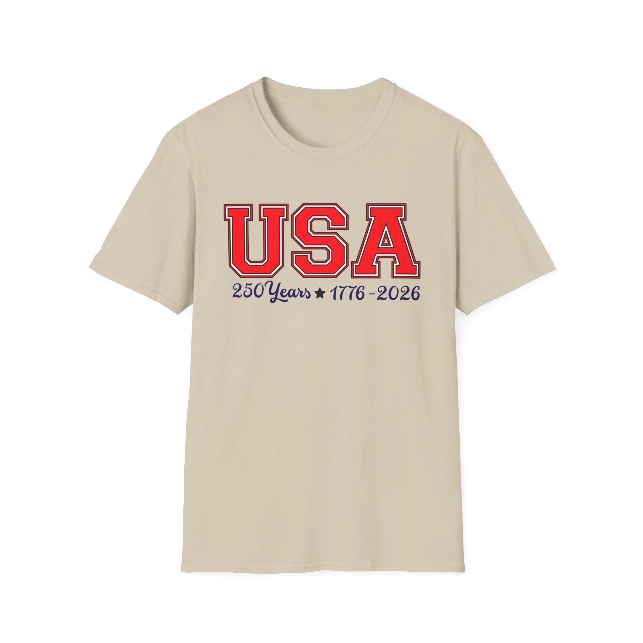 USA 250 Years Shirt 1776 2026, America 250th Anniversary T-Shirt, Varsity Style Patriotic Tee, Fourth of July Gift, Classic USA Bold Letter Shirt