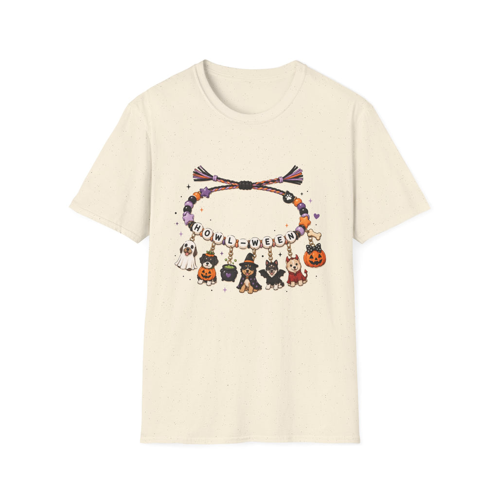 Halloween Charm Bracelet T-Shirt — Cute Howl-ween Puppy Dog & Ghost Graphic Tee