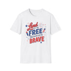 Land of the Free Tee, Because of the Brave Shirt, Patriotic USA Graphic Top, Red White Blue Freedom Outfit T-Shirt
