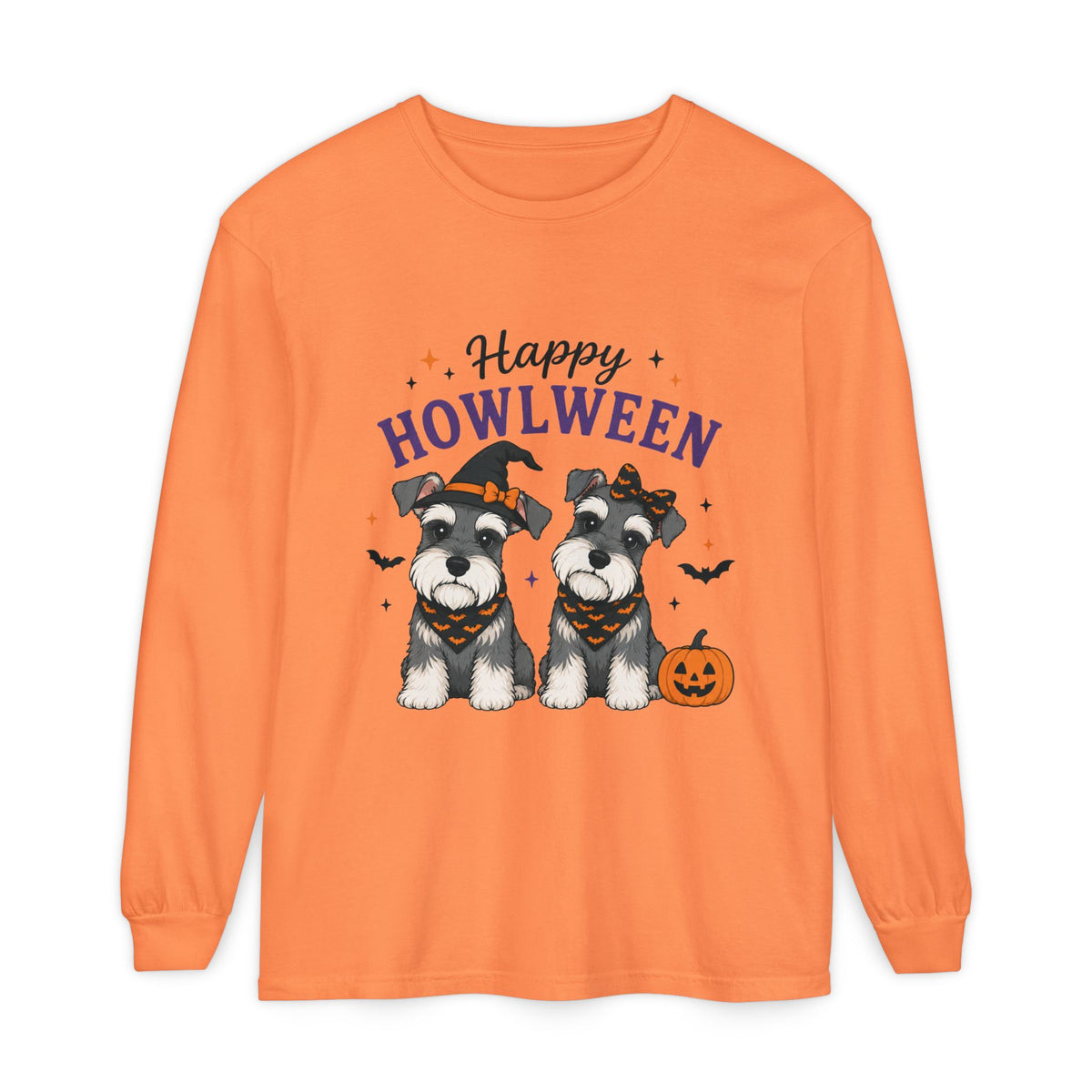 Happy Howlween Schnauzer Dogs in Costume Long Sleeve T-Shirt