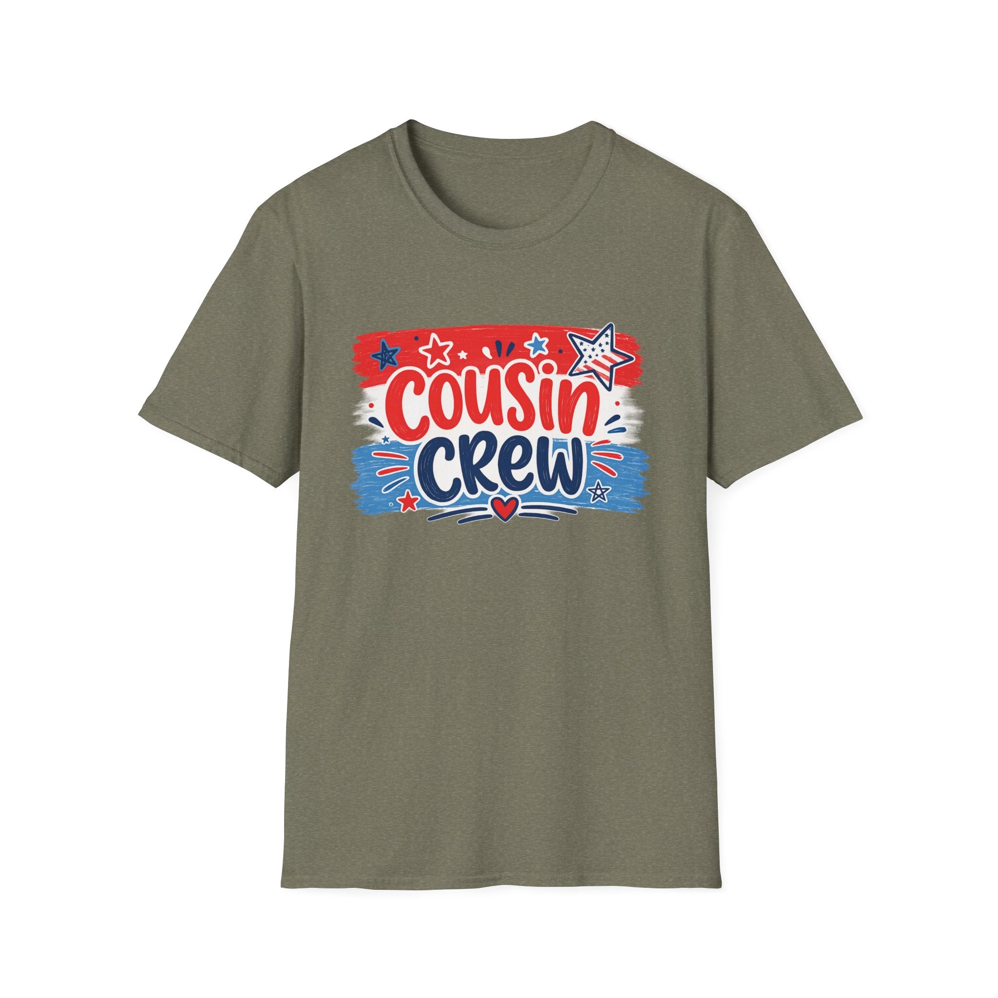 Patriotic Cousin Crew T-Shirt | Distressed American Flag Paint Stroke Graphic Tee, Fourth Of July Family Matching Top