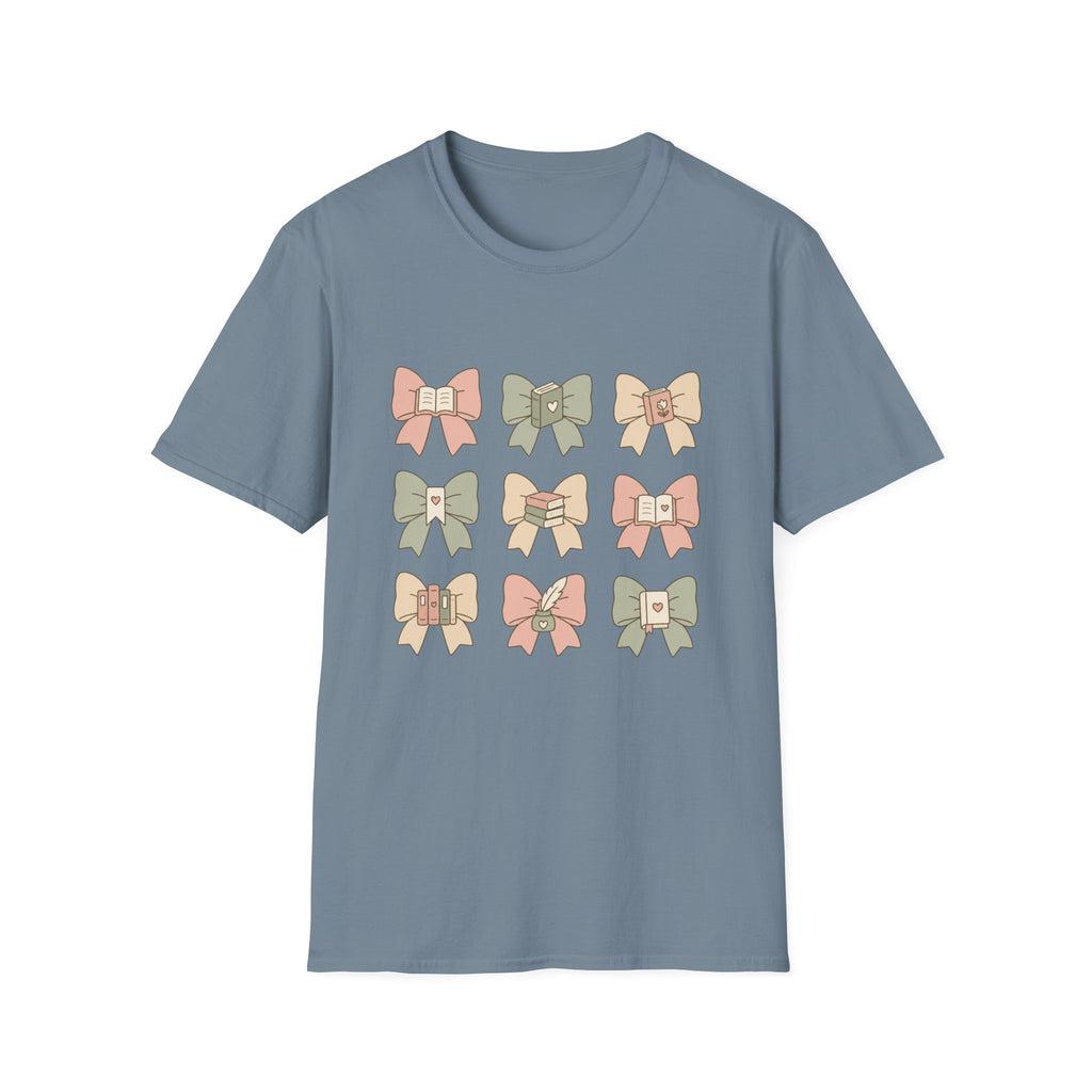 Reading Bows T‑Shirt — Pastel Book Lover Graphic Tee