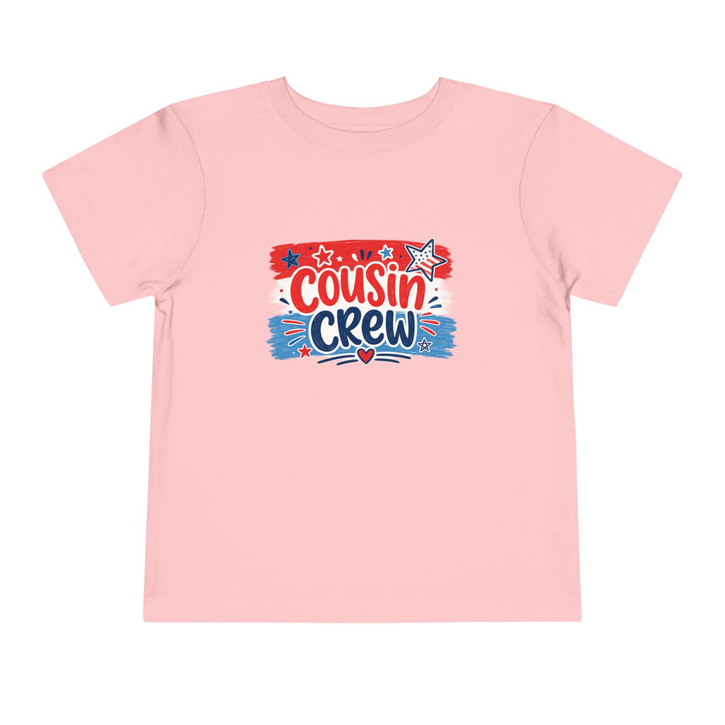 Cousin Crew USA Tee, Patriotic Red White Blue Shirt, Family Matching Star Graphic Top, Fourth of July Celebration Outfit Toddler Short Sleeve Tee