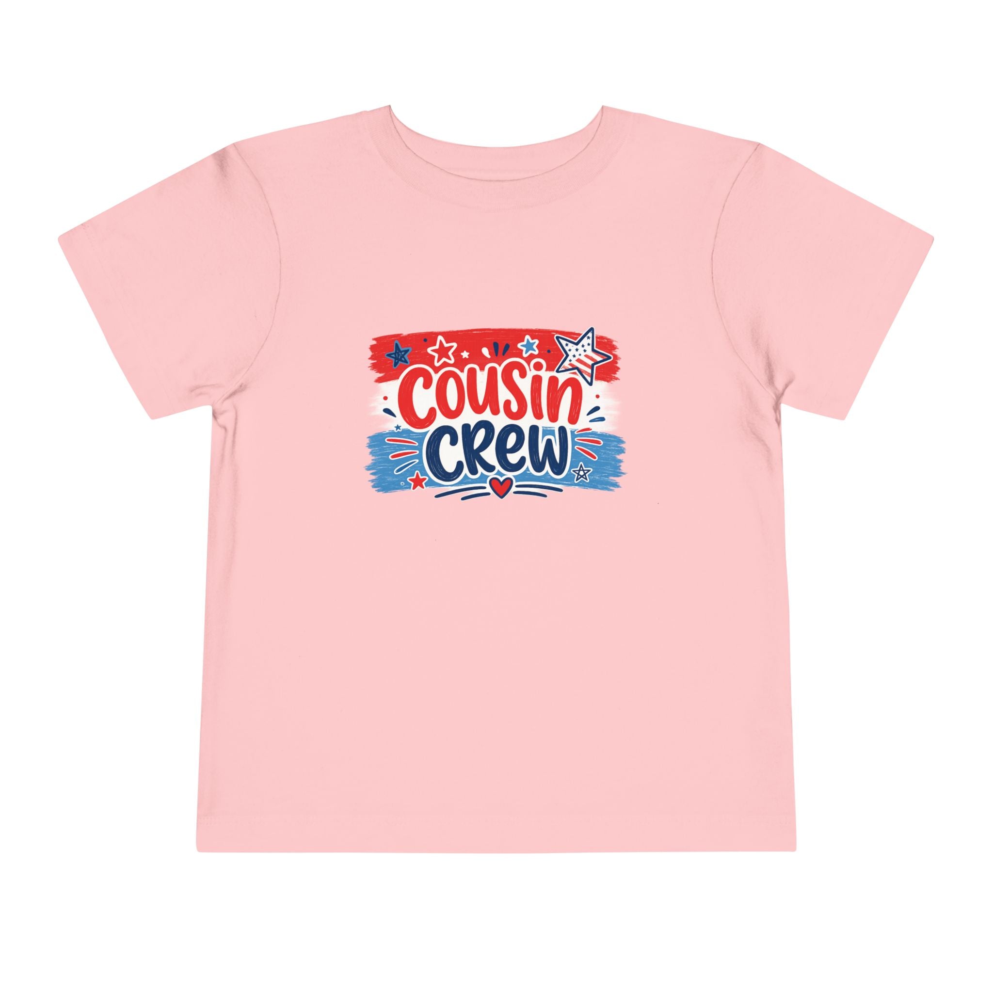 Cousin Crew USA Tee, Patriotic Red White Blue Shirt, Family Matching Star Graphic Top, Fourth of July Celebration Outfit Toddler Short Sleeve Tee
