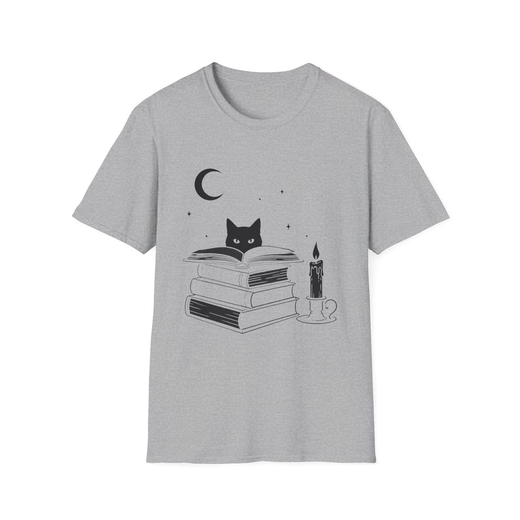 Cat & Books T‑Shirt — Mystical Reading Graphic Tee