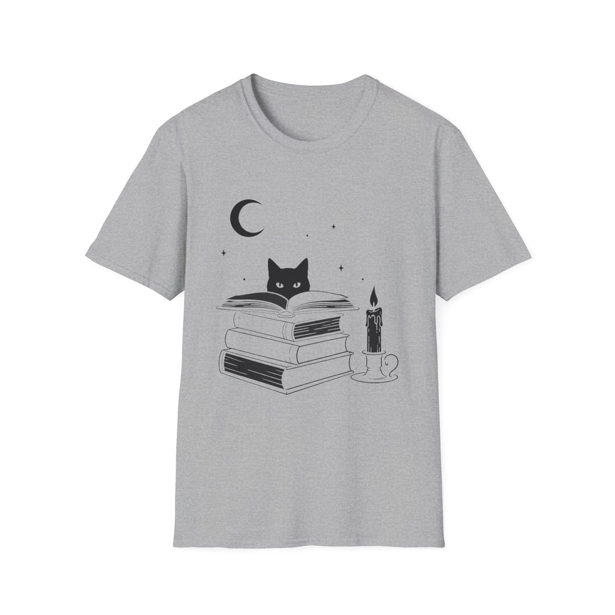 Cat & Books T‑Shirt — Mystical Reading Graphic Tee