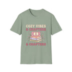 Cozy Vibes & Chapters T-Shirt — Cute Gamer + Booklover Graphic Tee