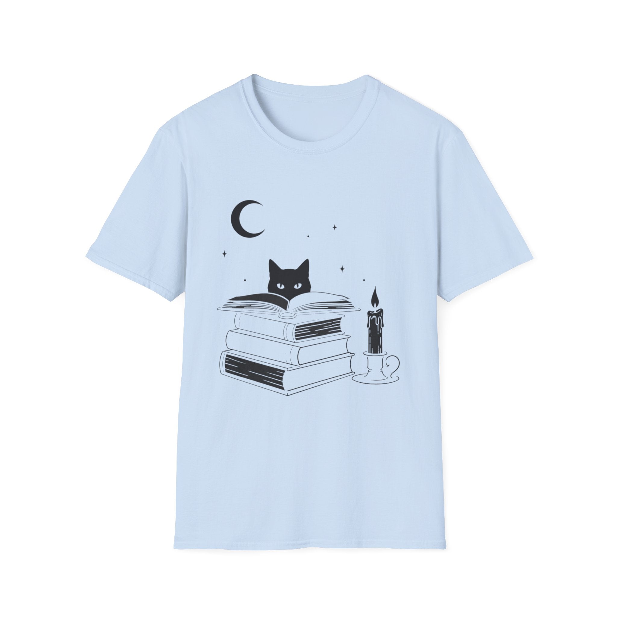Cat & Books T‑Shirt — Mystical Reading Graphic Tee