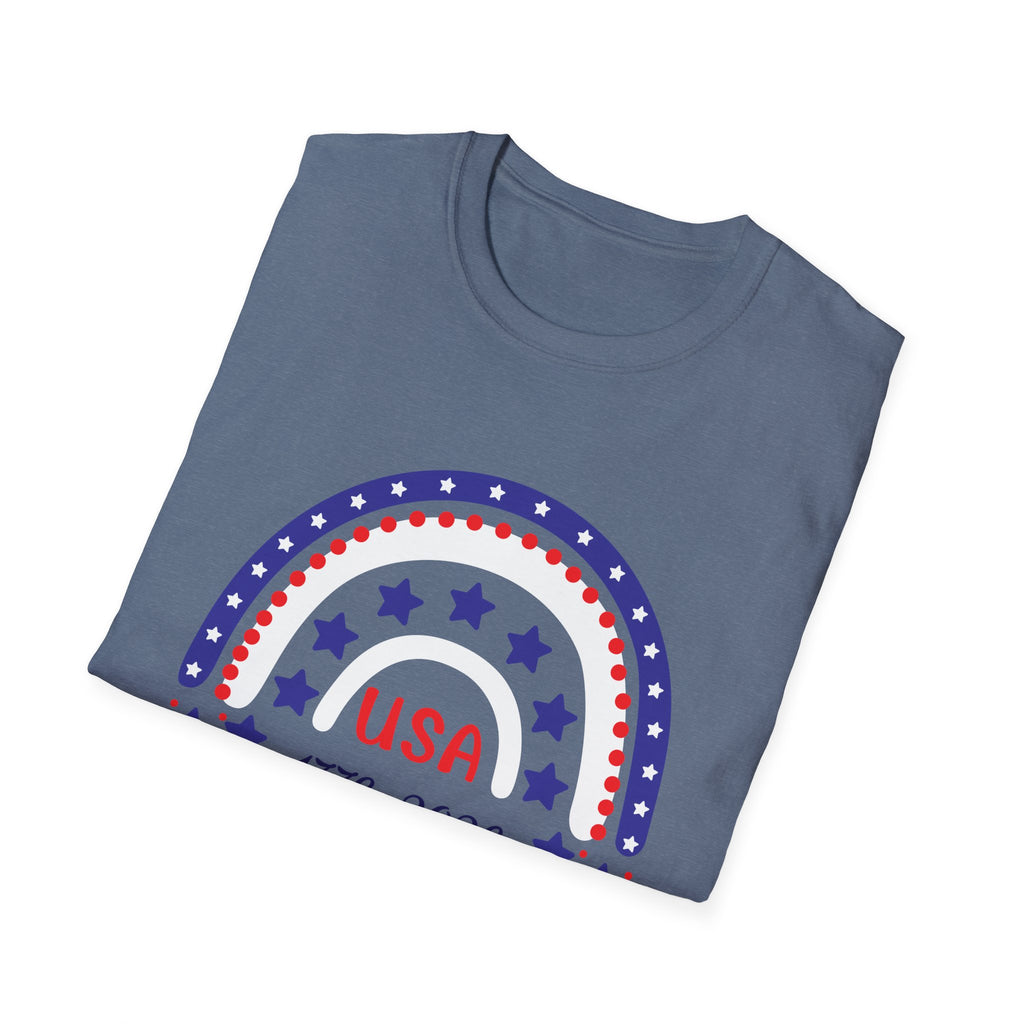 USA 1776–2026 Patriotic Rainbow Tee, American Anniversary Shirt, Red White Blue Graphic Top, USA Pride Outfit