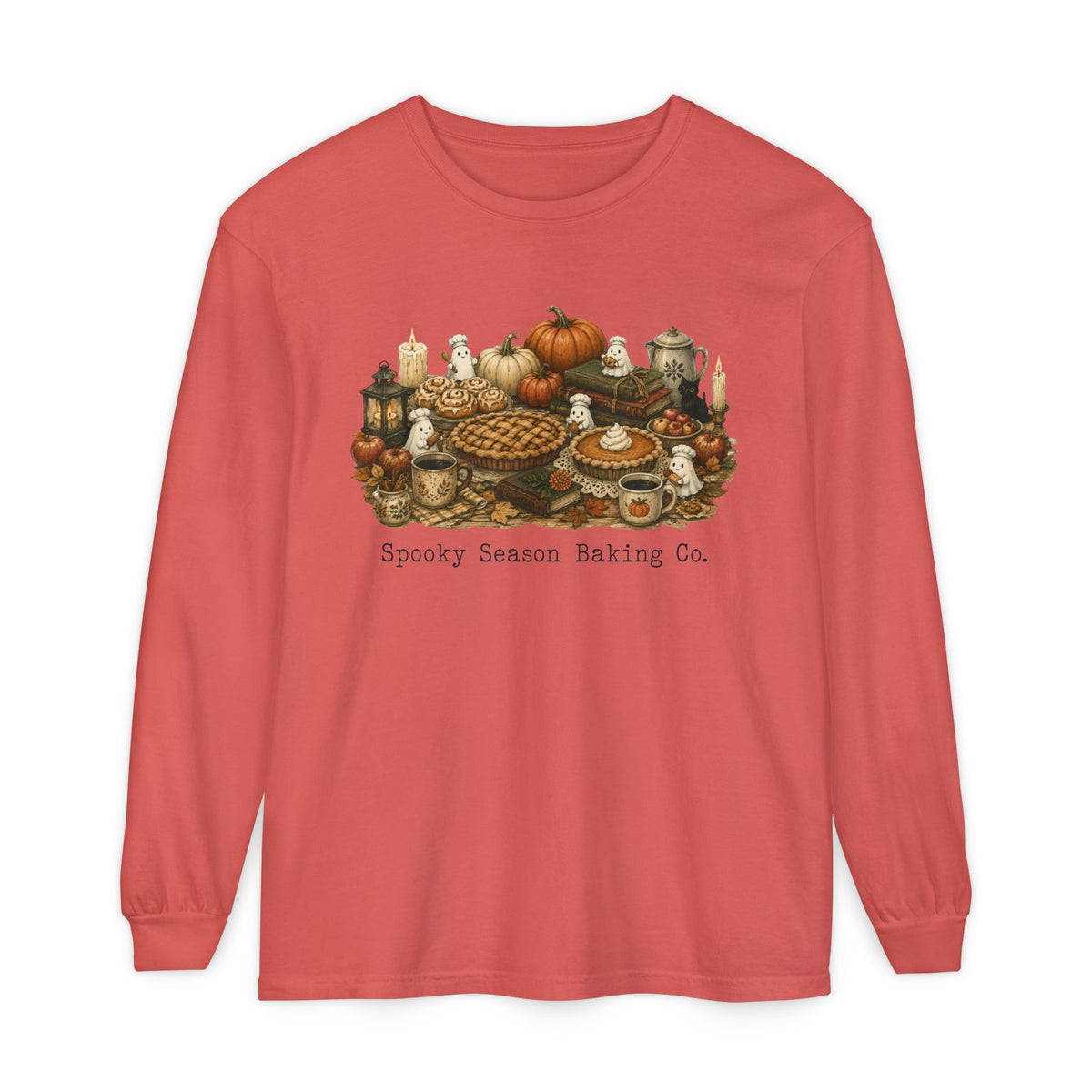 Spooky Season Autumn Baking Crew Cozy Fall Long Sleeve T-Shirt