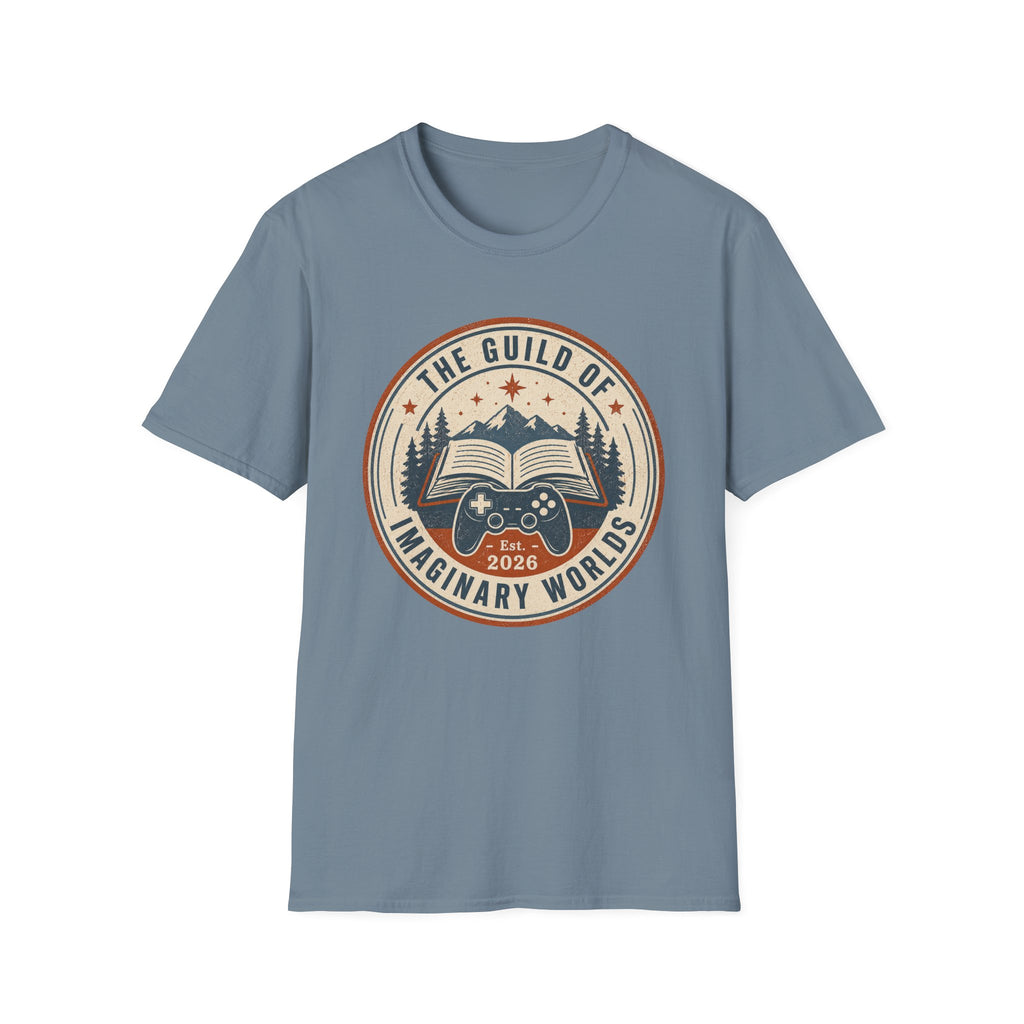 Guild of Imaginary Worlds T‑Shirt — Vintage Book & Adventure Logo