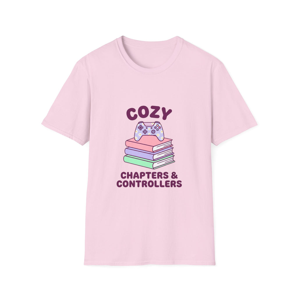 Cozy Chapters & Controllers T-Shirt — Gamer & Booklover Graphic Tee