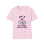 Cozy Chapters & Controllers T-Shirt — Gamer & Booklover Graphic Tee