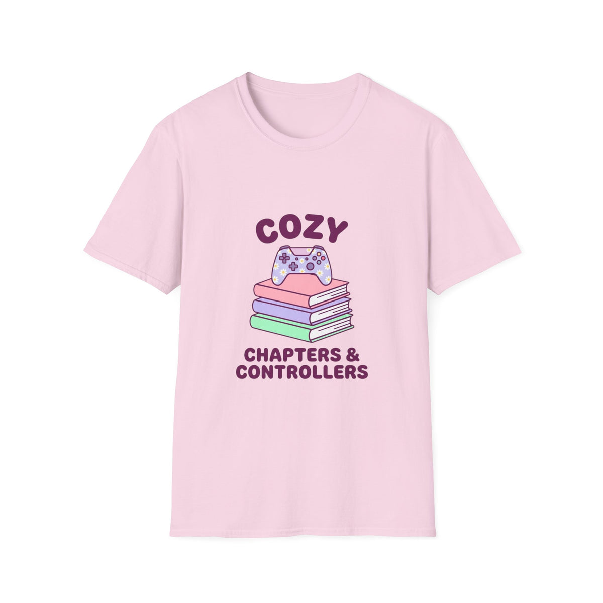 Cozy Chapters & Controllers T-Shirt — Gamer & Booklover Graphic Tee