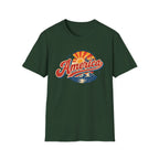 Retro America Shirt 4th of July Vintage Mountain Graphic Tee Sunset Landscape Fourth July Patriotic Stars Nature Lover