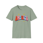 America Retro Patriotic T-Shirt, Groovy Fourth of July Graphic Tee, Vintage Americana Shirt, Cute Summer Independence Day Apparel, Trendy USA Outfit T-Shirt