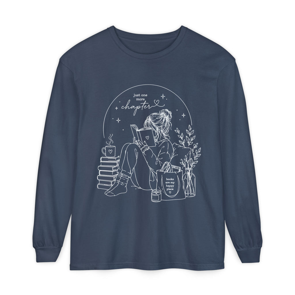 Reading Girl Long Sleeve Tee — "New Chapter" Cozy Booklover Shirt