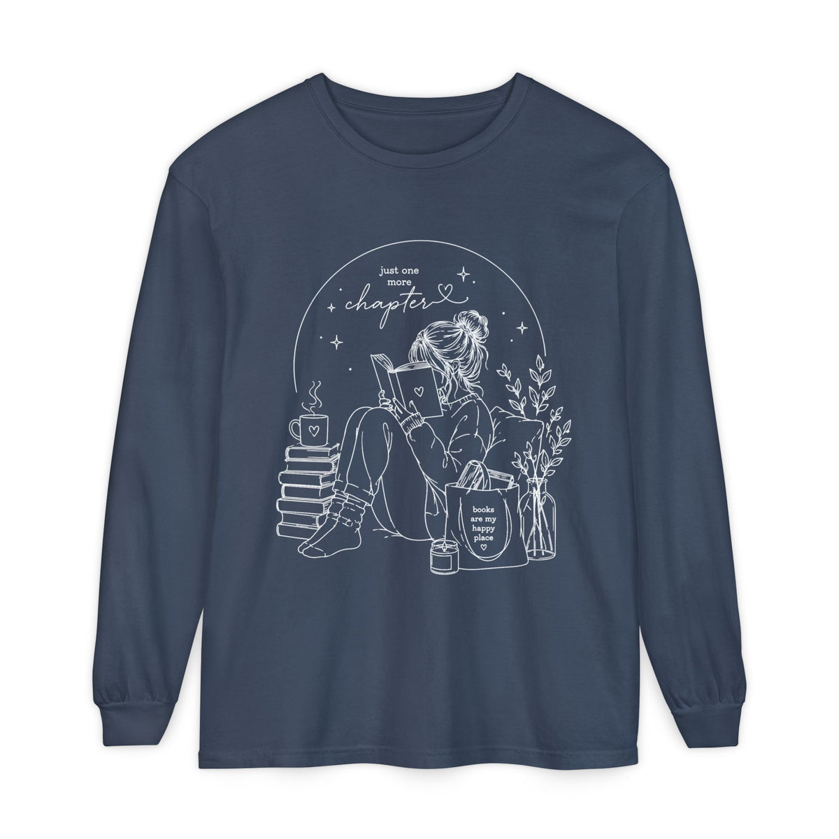 Reading Girl Long Sleeve Tee — "New Chapter" Cozy Booklover Shirt