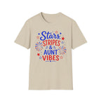 Patriotic Aunt Vibes Graphic Tee - 4th of July Stars and Stripes Family Fireworks T-Shirt