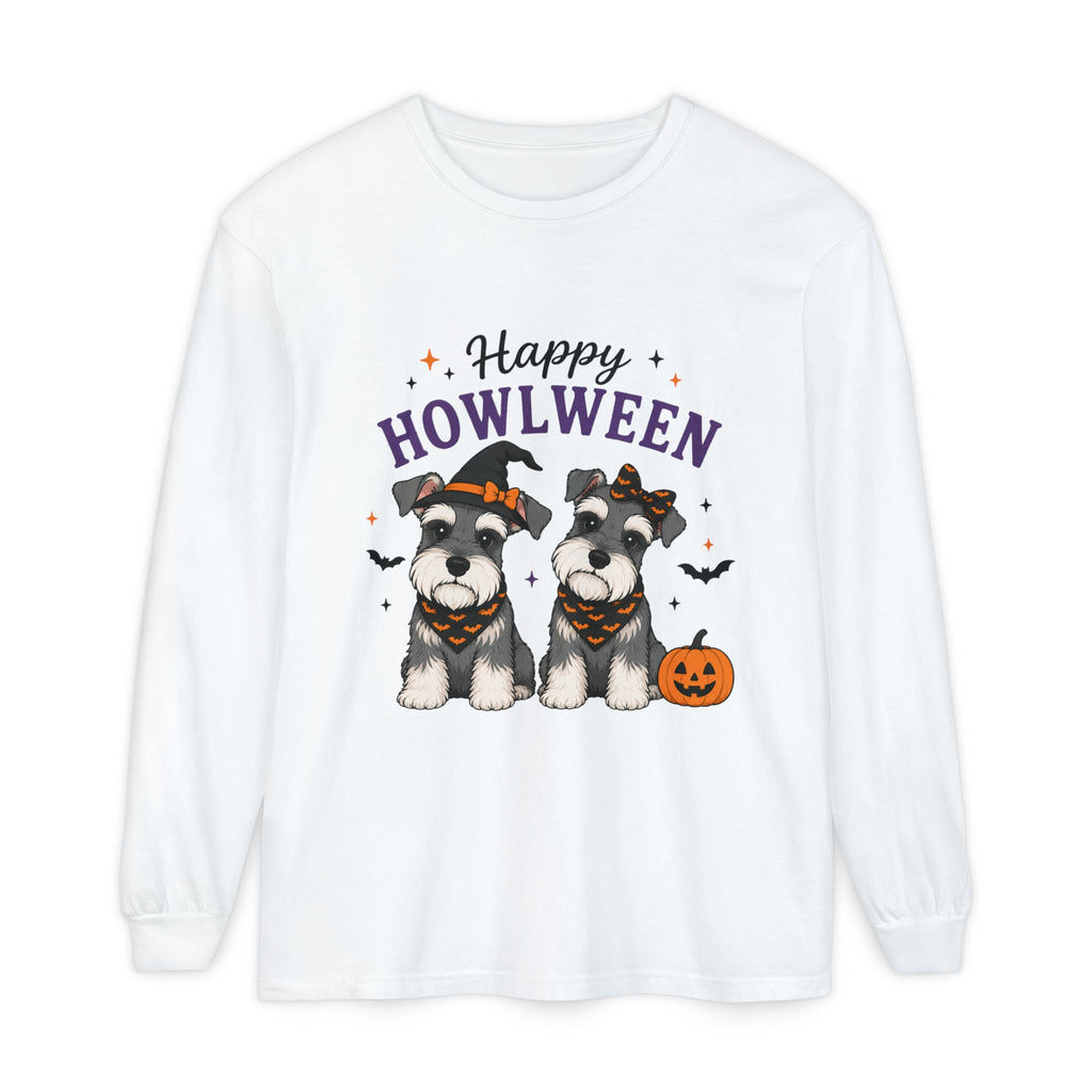 Happy Howlween Schnauzer Dogs in Costume Long Sleeve T-Shirt