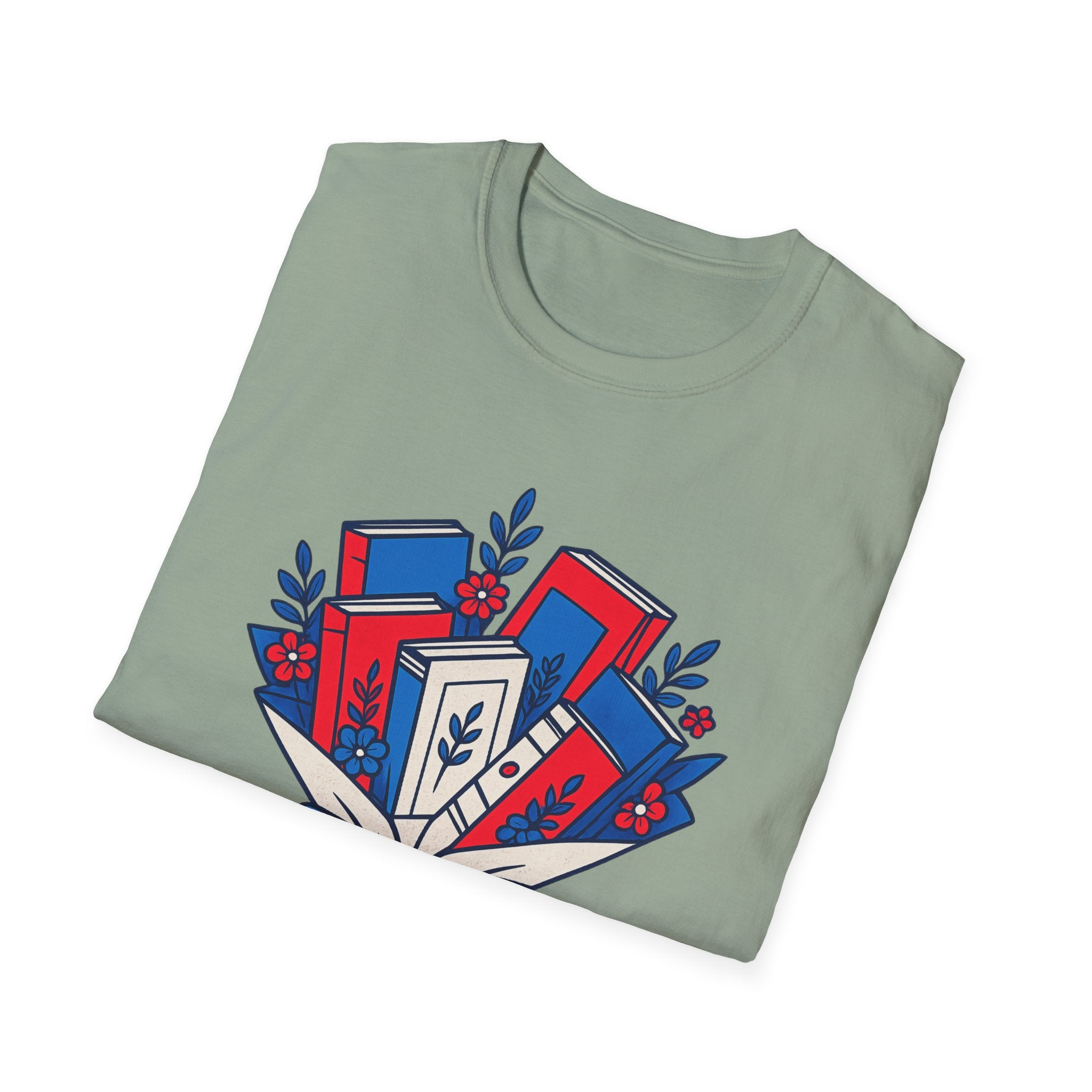 Patriotic Book Lover T-Shirt, Americana Reading Graphic Tee, Retro Library Shirt, Fourth of July Books Design, Cute Teacher Reader Apparel T-Shirt