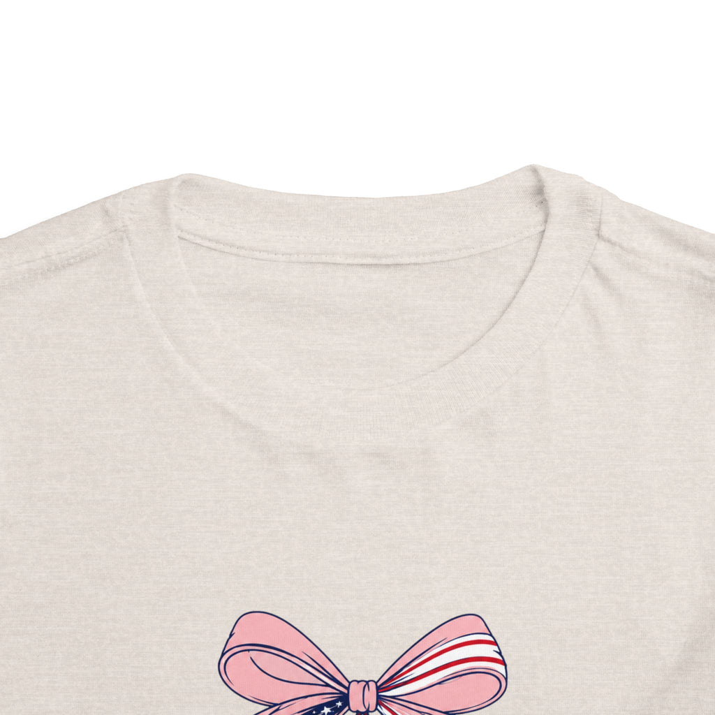 Made in the USA Cherry Tee, Patriotic Red White Blue Shirt, Cute Bow Fruit Graphic Top, Fourth of July Summer Outfit Toddler Short Sleeve Tee