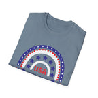 USA 1776–2026 Patriotic Rainbow Tee, American Anniversary Shirt, Red White Blue Graphic Top, USA Pride Outfit
