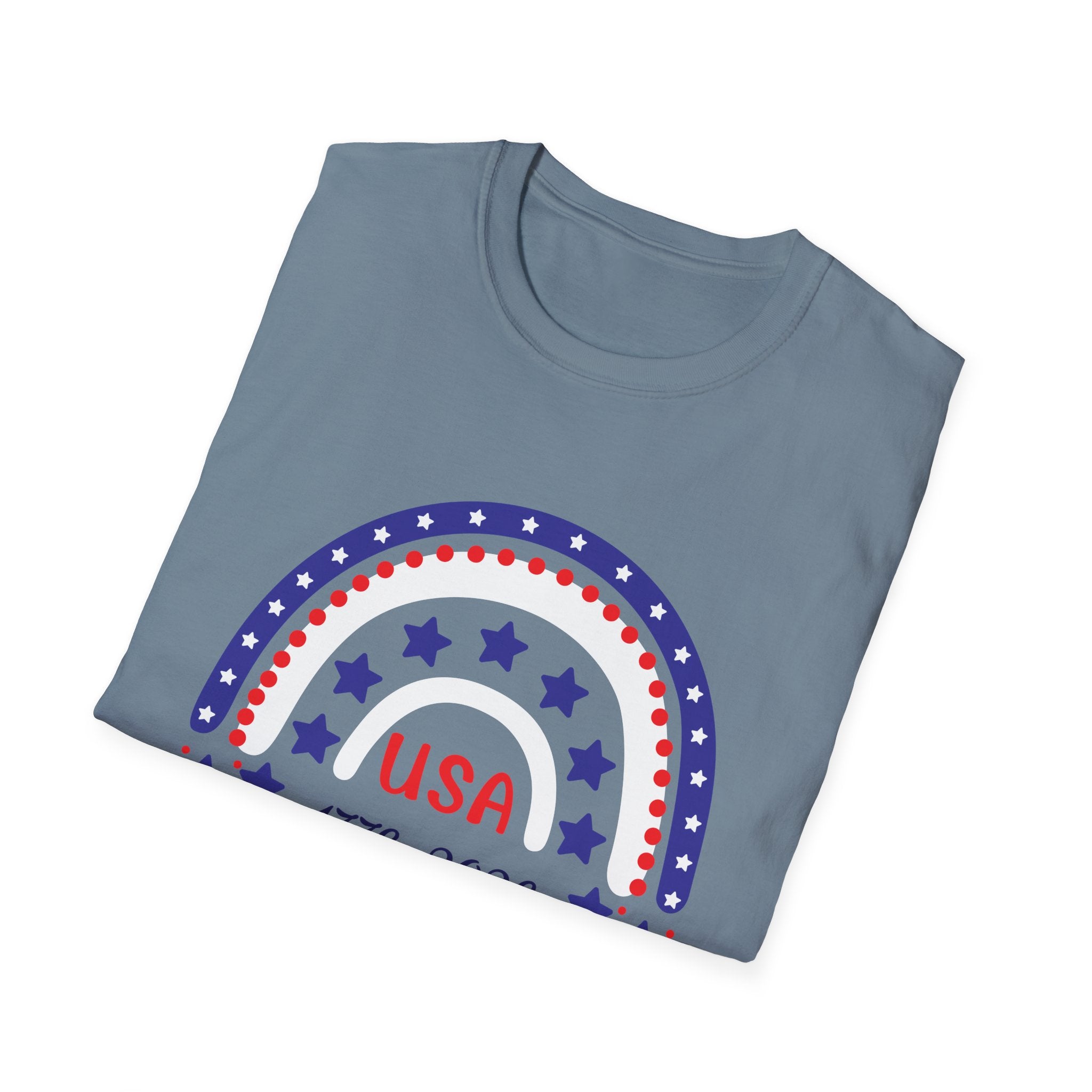 USA 1776–2026 Patriotic Rainbow Tee, American Anniversary Shirt, Red White Blue Graphic Top, USA Pride Outfit