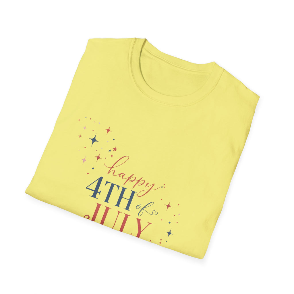 Happy 4th of July Sparkle Bow T-Shirt, Coquette Patriotic Sparkle Star Tee, Feminine Independence Day Shirt, Cute Mixed Typography 4th July