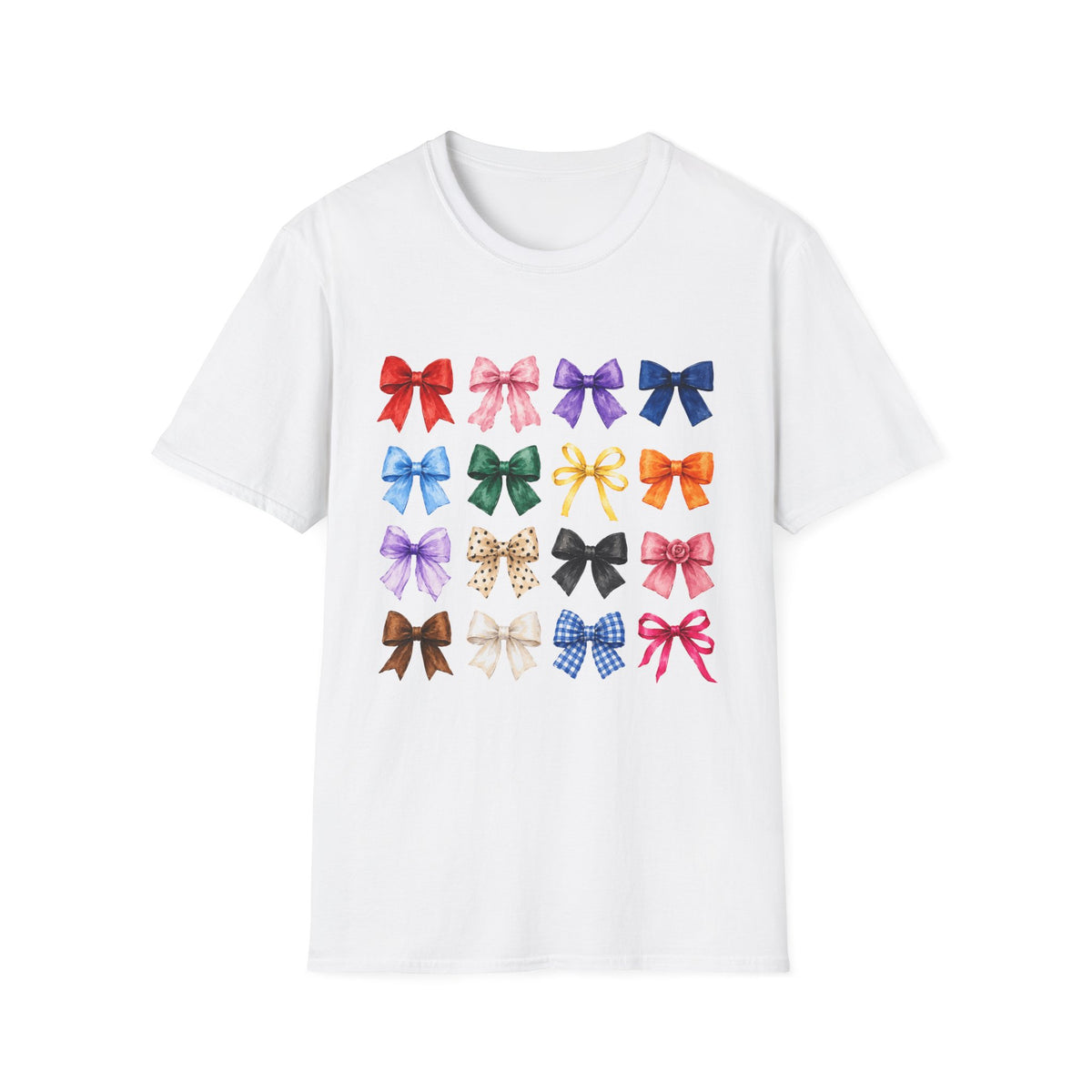 Bow Pattern T-Shirt — Colorful Ribbon Graphic Tee