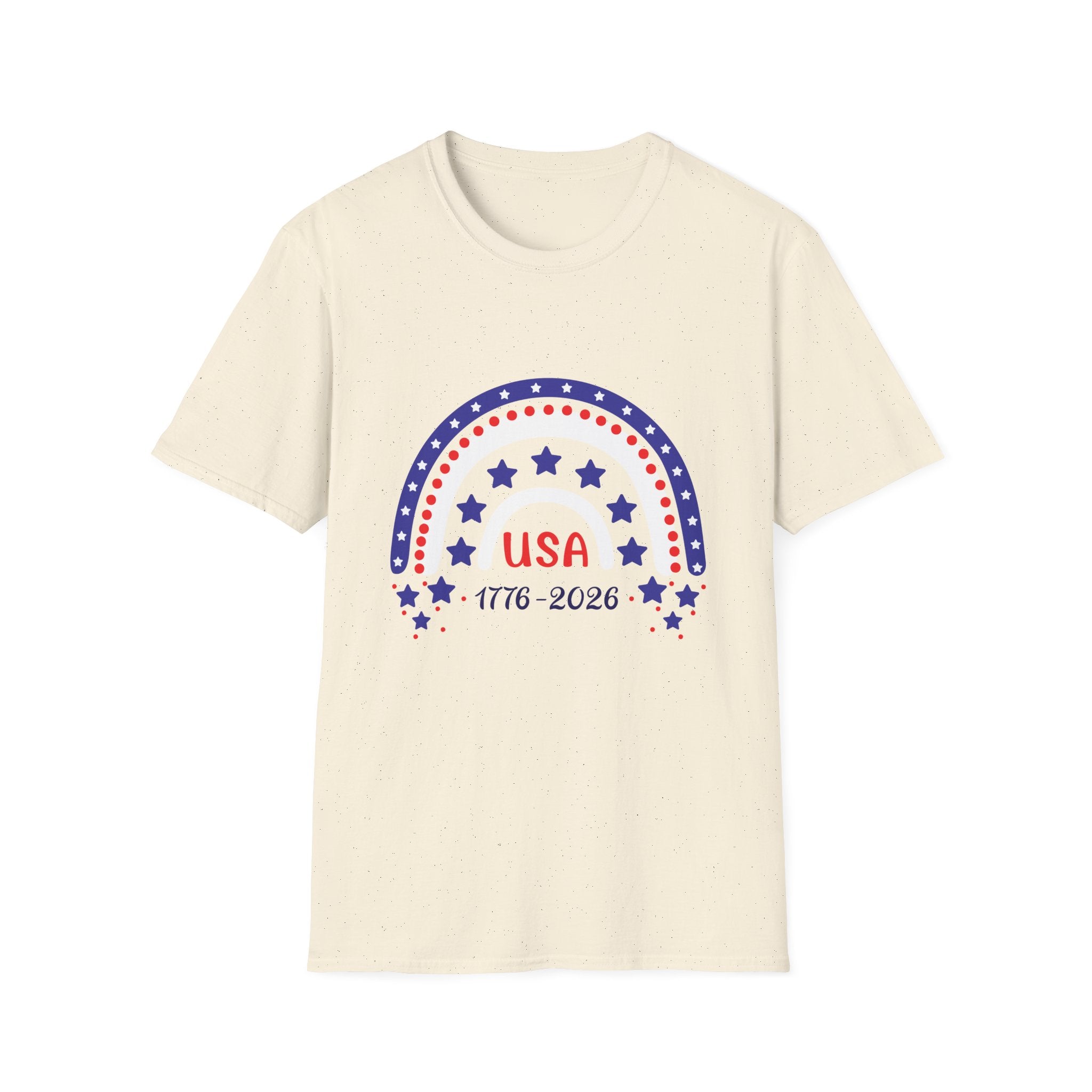 USA 1776–2026 Patriotic Rainbow Tee, American Anniversary Shirt, Red White Blue Graphic Top, USA Pride Outfit