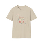 Happy 4th of July Sparkle Bow T-Shirt, Coquette Patriotic Sparkle Star Tee, Feminine Independence Day Shirt, Cute Mixed Typography 4th July