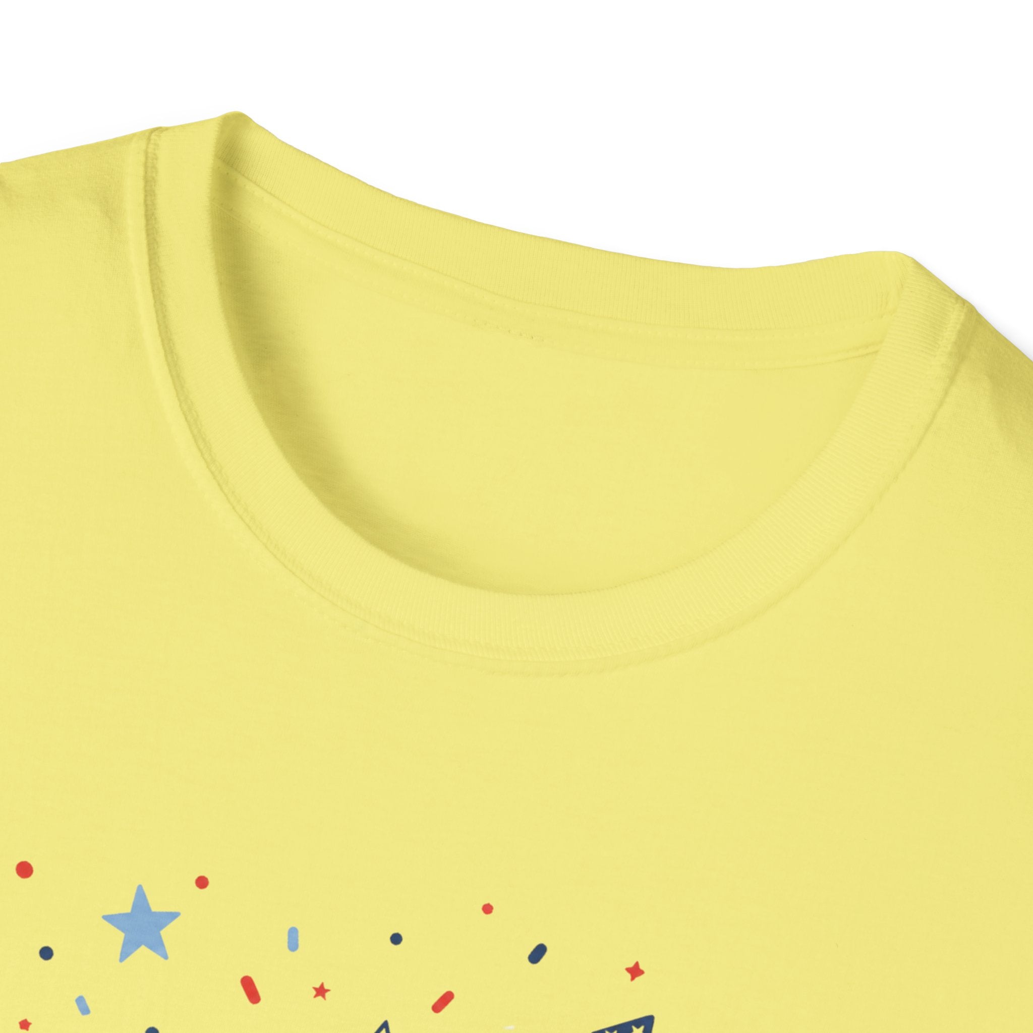 Patriotic Doodle Collage T-Shirt, Cute 4th of July Bow Heart Flag Confetti Tee, Whimsical Festive America Shirt, Coquette Patriotic Icon Scatter Gift