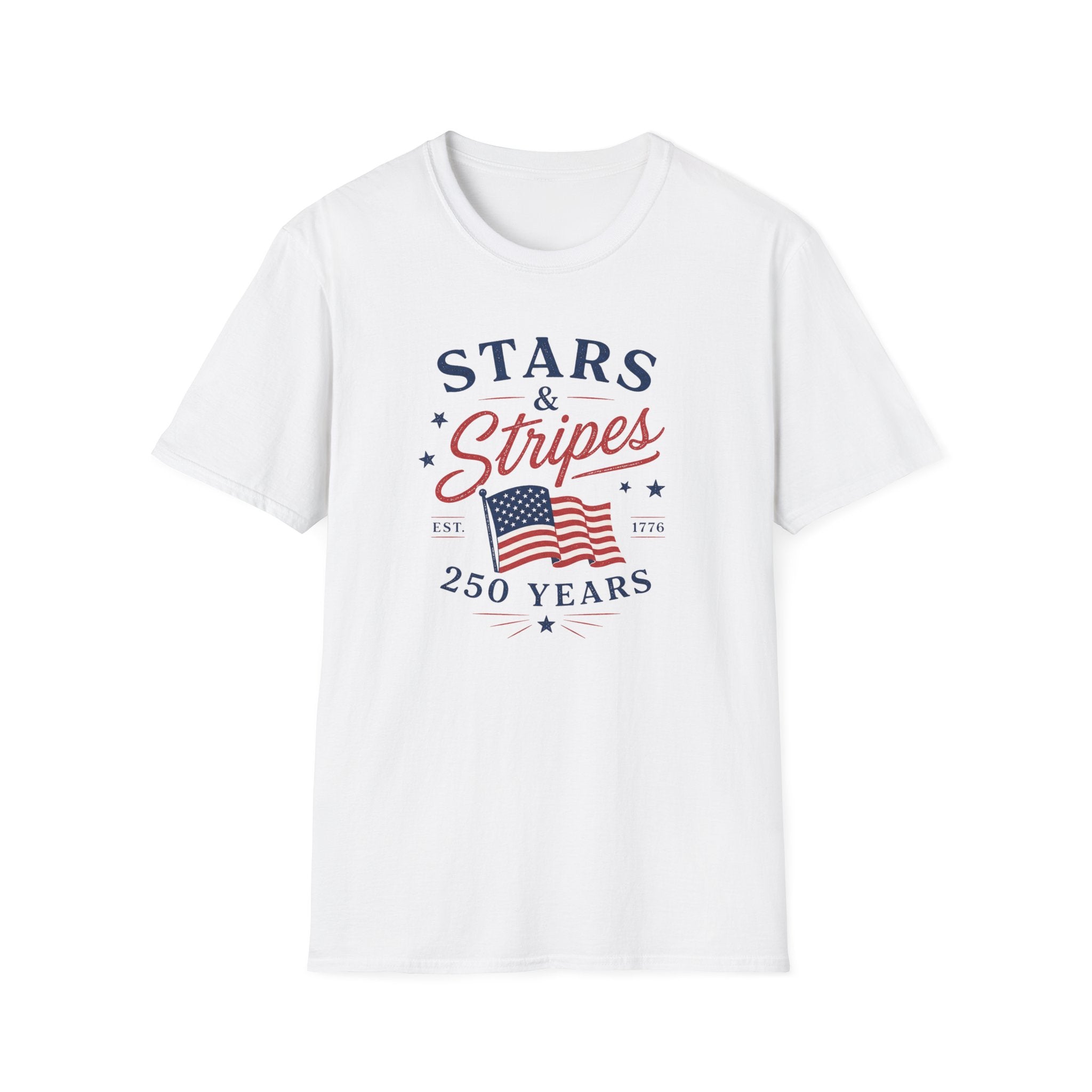 Stars and Stripes 250 Years Tee, EST 1776 USA Shirt, Red White Blue Flag Graphic Top, Patriotic American Heritage Outfit T-Shirt