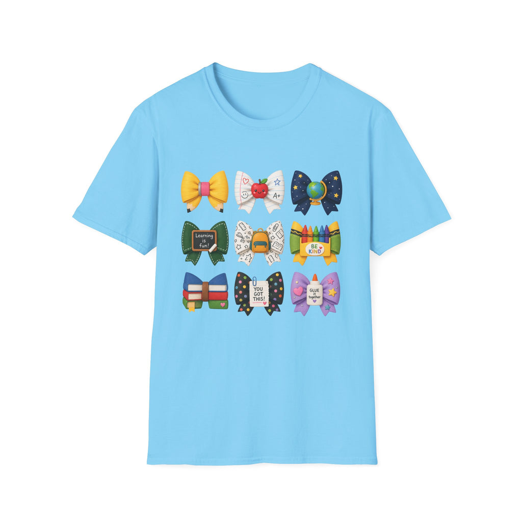 Teacher Appreciation Bow T-Shirt — Cute School-Themed Hair Bows (Be Kind, Learning Is Fun)