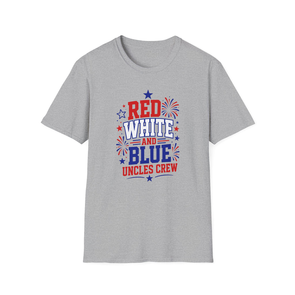 Patriotic Uncles Crew Graphic Tee - 4th of July Red White and Blue Uncle Fireworks cle T-Shirt