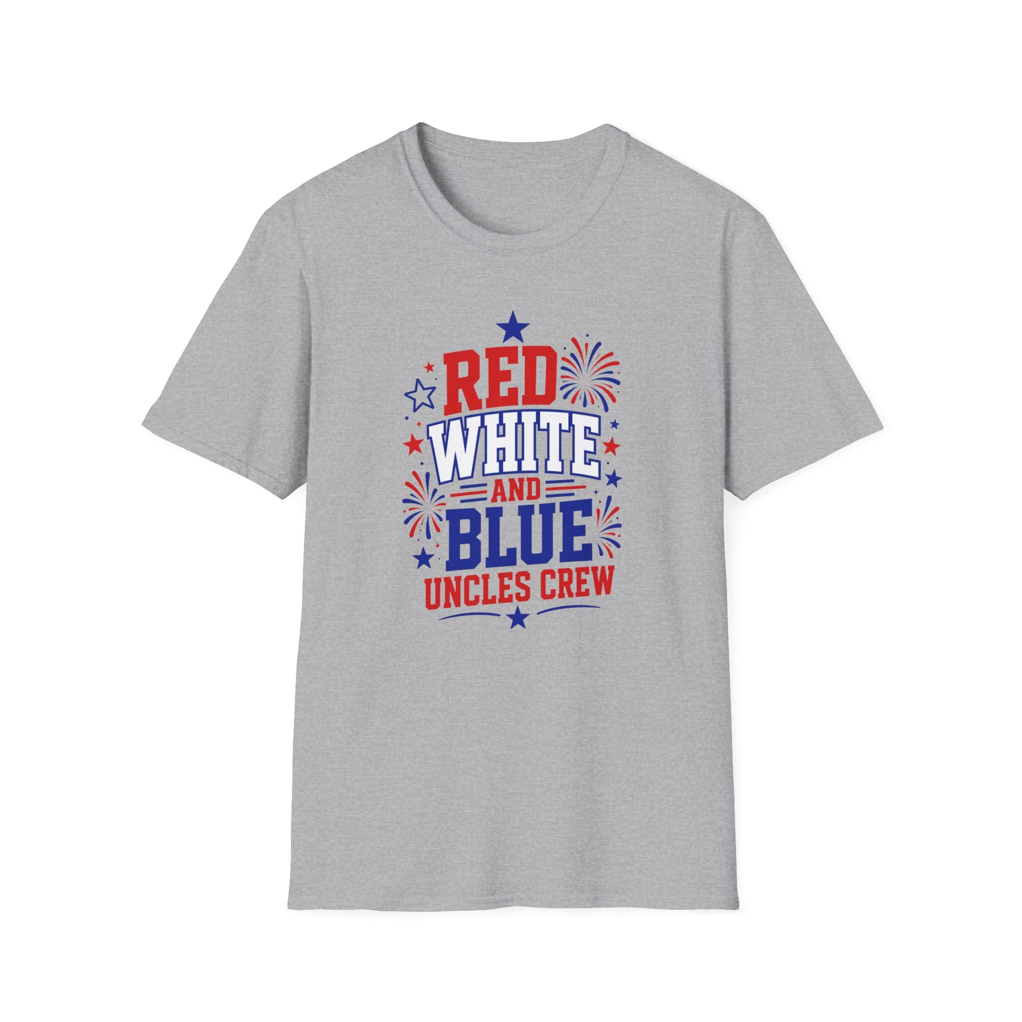 Patriotic Uncles Crew Graphic Tee - 4th of July Red White and Blue Uncle Fireworks cle T-Shirt