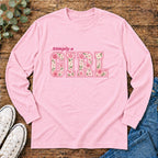 Simply a GIRL Floral Feminine Pink Flower Typography Long Sleeve T-shirt