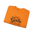 Girlie Ghouls Halloween Cute Orange Bow Spooky Crewneck Sweatshirt