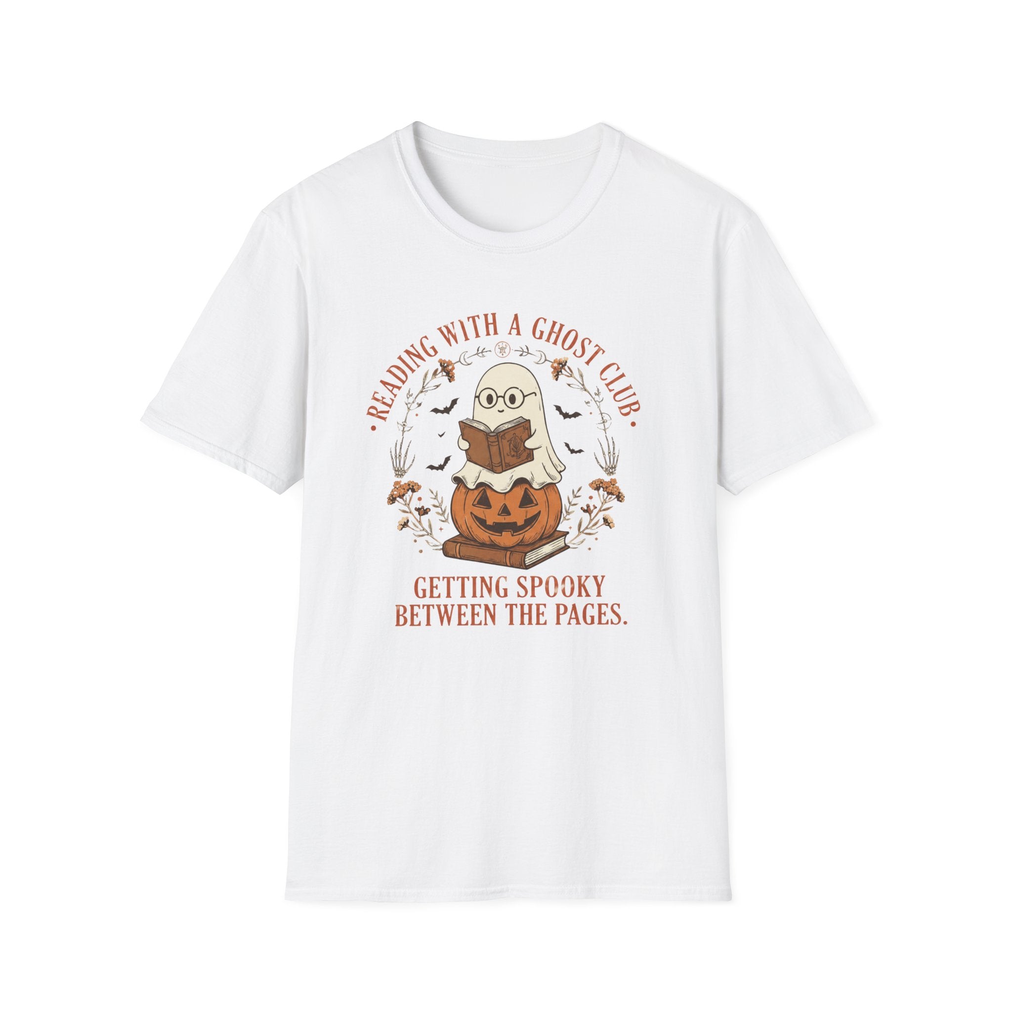 Reading With a Ghost Club T-Shirt — Cute Spooky Book Lover Tee