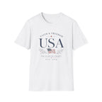 USA Faith Freedom T-Shirt | Patriotic 250 Years Liberty Graphic Tee, American Flag Heritage Top