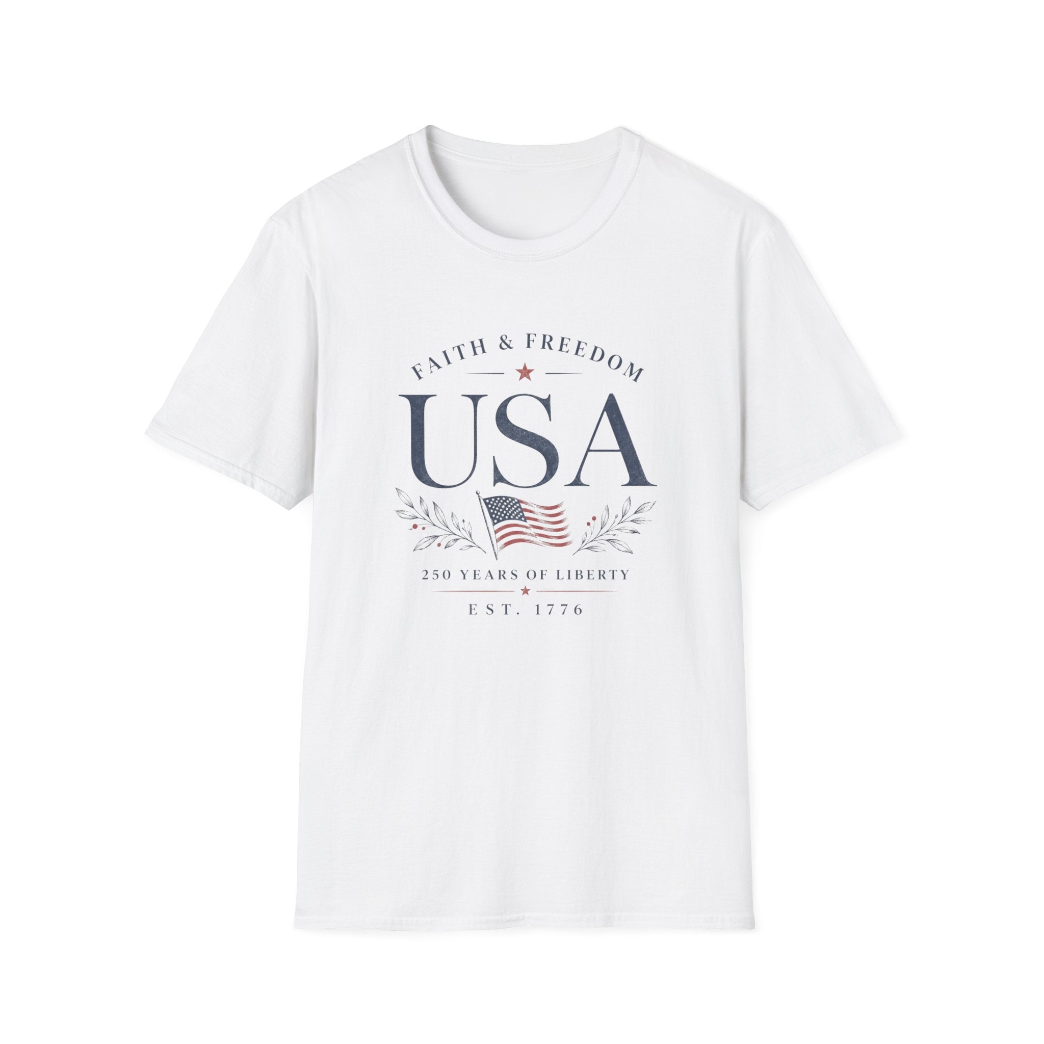 USA Faith Freedom T-Shirt | Patriotic 250 Years Liberty Graphic Tee, American Flag Heritage Top